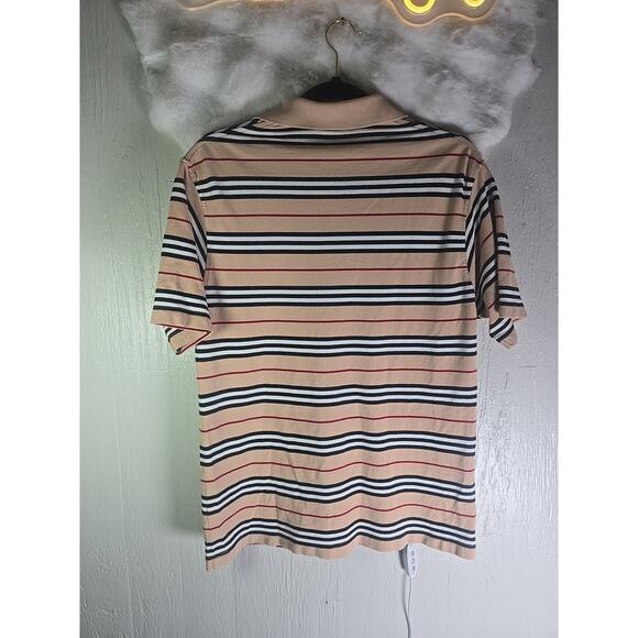 BURBERRY LONDON Striped Embroidery Iconic Polo Shirt Womens Medium (K-154505) - Picture 5 of 8